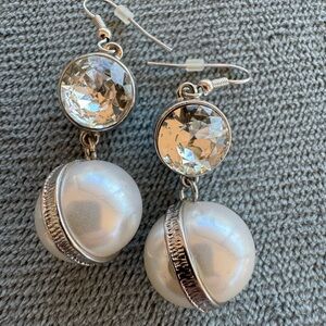 Chic Silver and White Crystal Drop Earrings